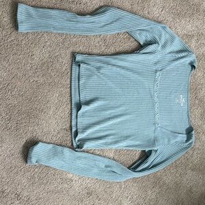 Hollister Light Blue Ribbed Long Sleeve Top